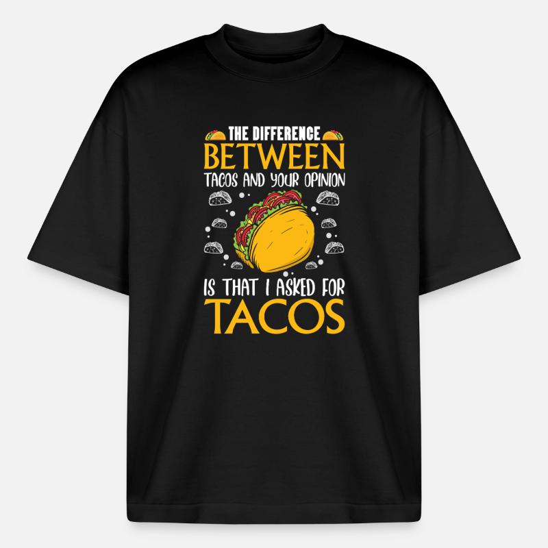 The Difference between tacos - Boxy Heavyweight Unisex Organic T-Shirt by Stanley/Stella - black