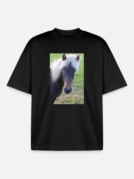 Affiche Cheval Cheval - T-shirt unisexe boxy épais biologique Stanley/Stella - noir