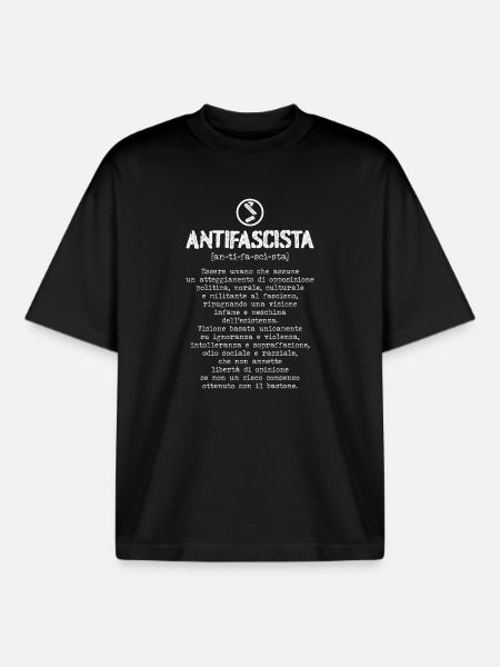 Définition antifasciste - T-shirt unisexe boxy épais biologique Stanley/Stella - noir