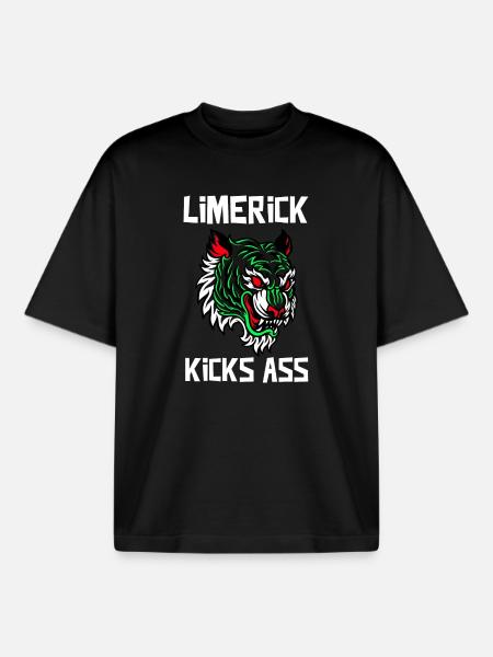 Limerick Kicks Ass Ireland - Boxy Heavyweight Unisex Organic T-Shirt by Stanley/Stella - black
