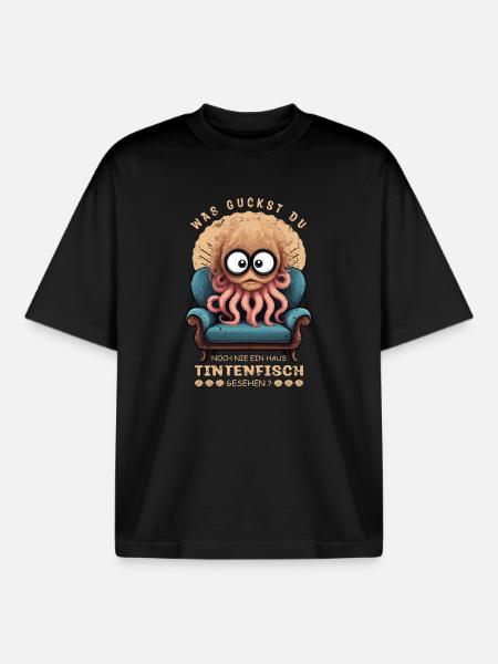Funny Squid - Boxy Heavyweight Unisex Organic T-Shirt by Stanley/Stella - black