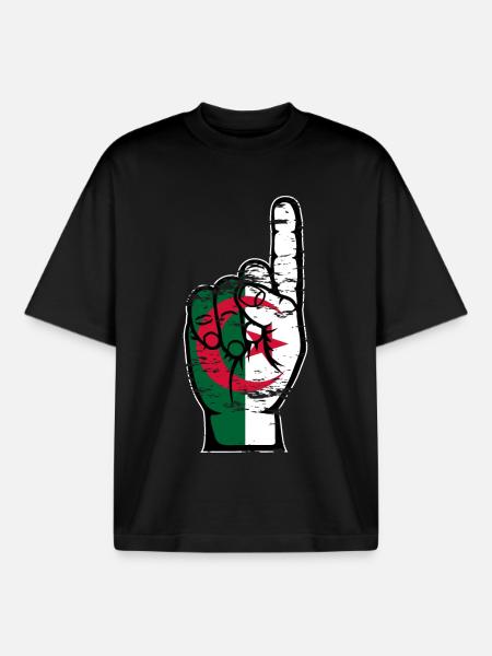 Algeria flag number 1 used - Boxy Heavyweight Unisex Organic T-Shirt by Stanley/Stella - black