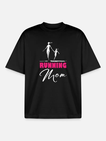 Running Mom - Boxy Heavyweight Unisex Organic T-Shirt by Stanley/Stella - black