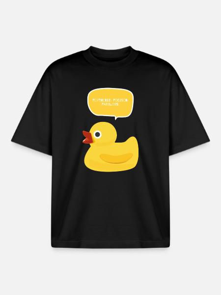 Feathered. Focused. Fabulous Duck Design - Boxy Heavyweight Unisex Organic T-Shirt by Stanley/Stella - black