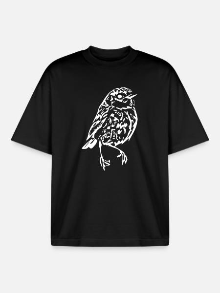 white bird white gift ornithologist - Boxy Heavyweight Unisex Organic T-Shirt by Stanley/Stella - black