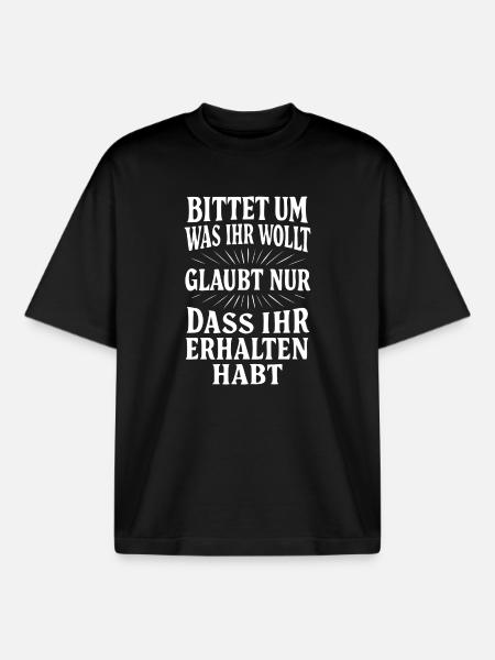 Ask for what you want - Boxy Heavyweight Unisex Organic T-Shirt by Stanley/Stella - black