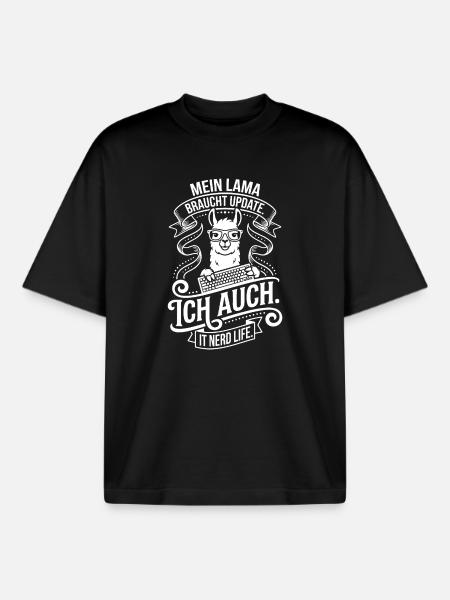 My llama needs an update - Boxy Heavyweight Unisex Organic T-Shirt by Stanley/Stella - black