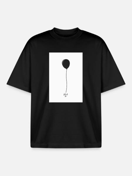 Let It Go Balloon Minimal Poster - Boxy Heavyweight Unisex Organic T-Shirt by Stanley/Stella - black