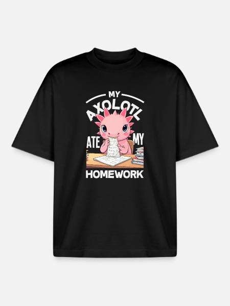 Søte axolotl kawaii axolotl-elskere - Unisex boxy heavyweight T-skjorte økologisk Stanley/Stella - svart