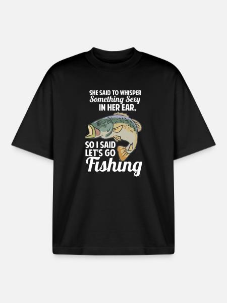 Fishing funny saying fishing - Boxy Heavyweight Unisex Organic T-Shirt by Stanley/Stella - black