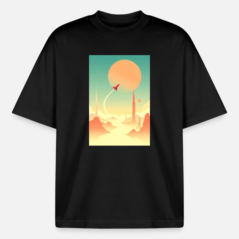 First Journeys Beyond Distant Horizons - Boxy Heavyweight Unisex Organic T-Shirt by Stanley/Stella - black