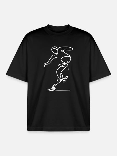 Skateboarder Drawing - Boxy Heavyweight Unisex Organic T-Shirt by Stanley/Stella - black