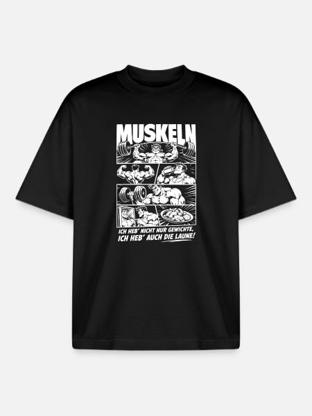 Muskel Training Comic Power Szene - Boxy Heavyweight Unisex Organic T-Shirt von Stanley/Stella - Schwarz
