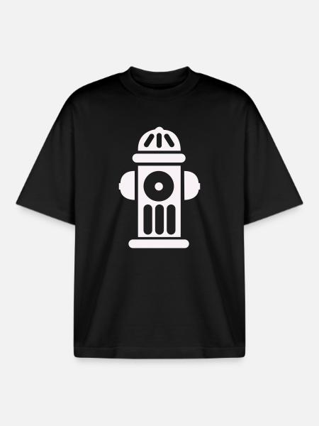 Fire Hydrant Silhouette Line Minimal - Boxy Heavyweight Unisex Organic T-Shirt by Stanley/Stella - black