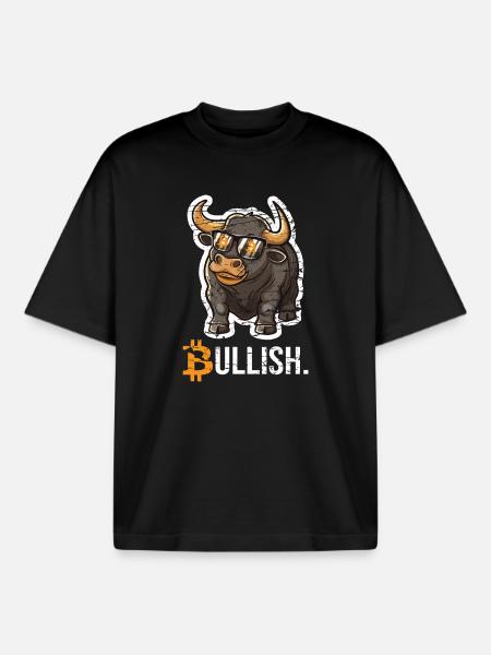 Bitcoin Bull Bullish - Boxy Heavyweight Unisex Organic T-Shirt by Stanley/Stella - black