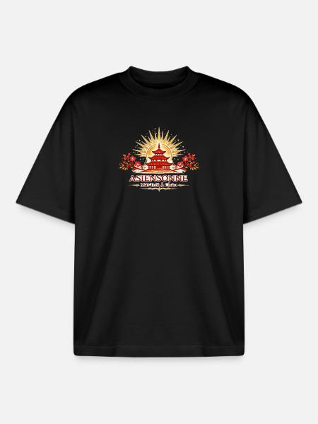 Asiensonne Pagodenlicht - Boxy Heavyweight Unisex Organic T-Shirt von Stanley/Stella - Schwarz