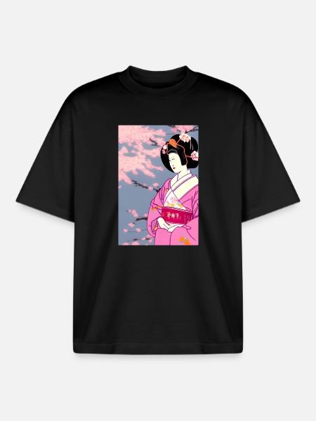 Geisha 3 - Boxy Heavyweight Unisex Organic T-Shirt by Stanley/Stella - black