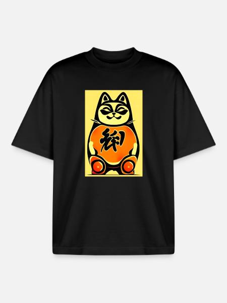 Maneki neko 4 - Boxy Heavyweight Unisex Organic T-Shirt by Stanley/Stella - black