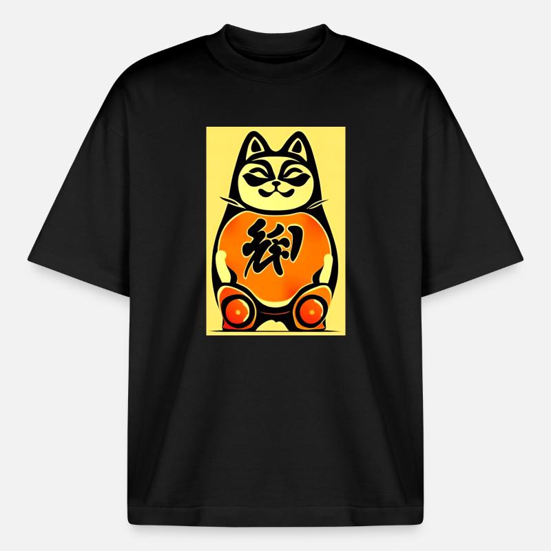 Maneki neko 4 - Boxy Heavyweight Unisex Organic T-Shirt von Stanley/Stella - Schwarz