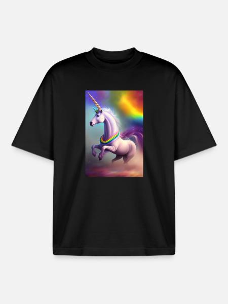 Unicorn - Boxy Heavyweight Unisex Organic T-Shirt by Stanley/Stella - black