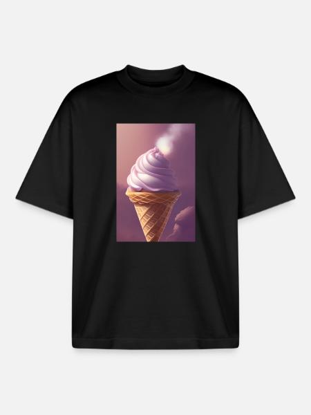 Eiscreme - Boxy Heavyweight Unisex Organic T-Shirt von Stanley/Stella - Schwarz