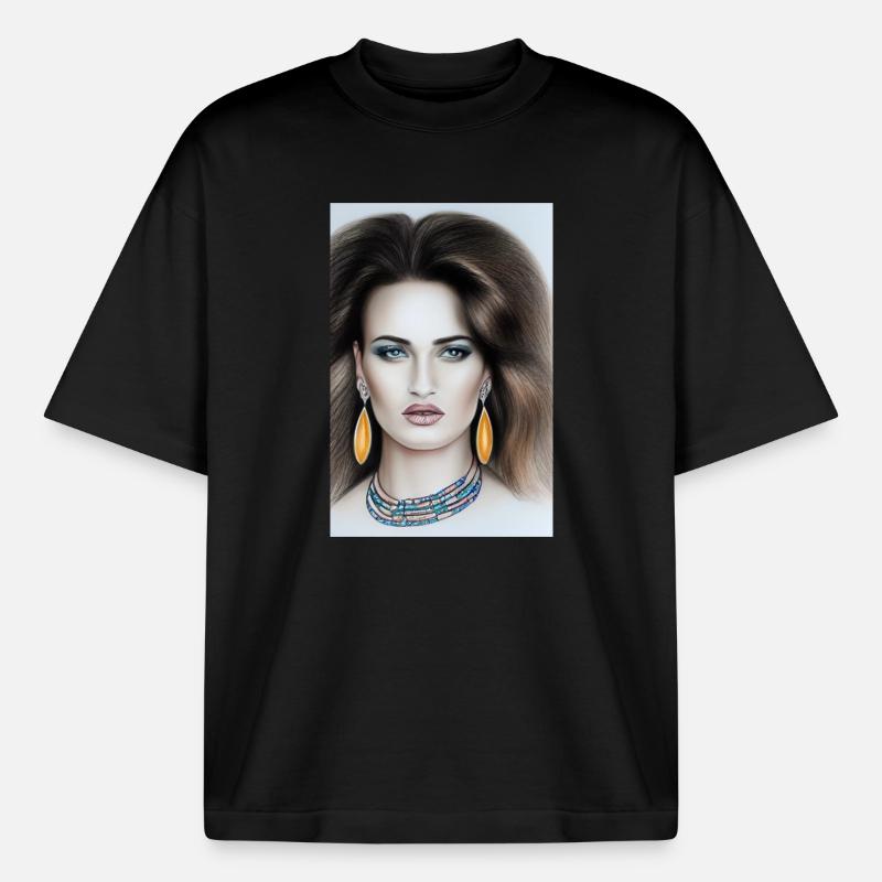 Frau mit Schmuck - Boxy Heavyweight Unisex Organic T-Shirt von Stanley/Stella - Schwarz