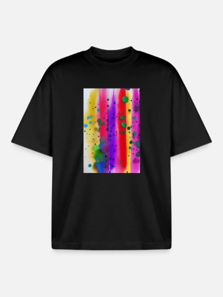 Farbspritzer und Linien - Boxy Heavyweight Unisex Organic T-Shirt von Stanley/Stella - Schwarz