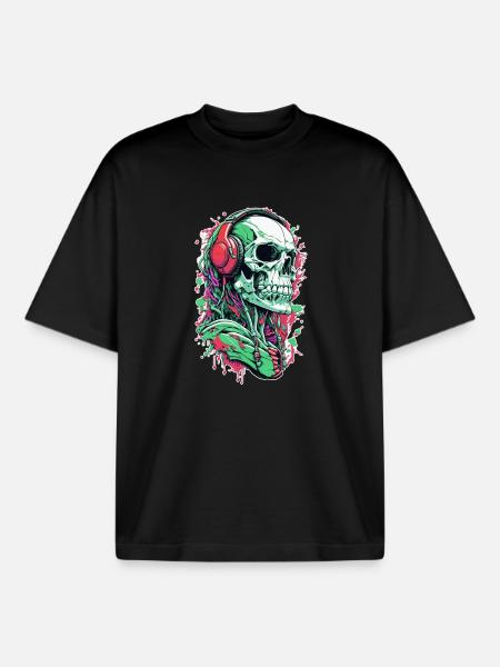 Skull Music - Boxy Heavyweight Unisex Organic T-Shirt by Stanley/Stella - black