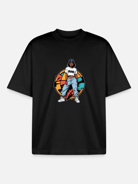 B-Girl Graffiti - T-shirt unisexe boxy épais biologique Stanley/Stella - noir