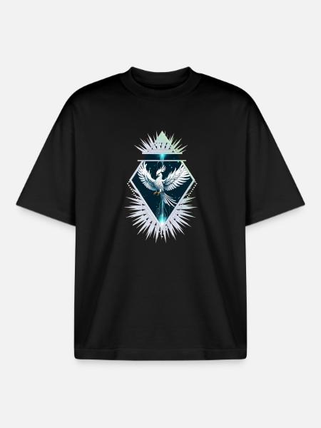Wonderful white fantasy phoenix. - Boxy Heavyweight Unisex Organic T-Shirt by Stanley/Stella - black