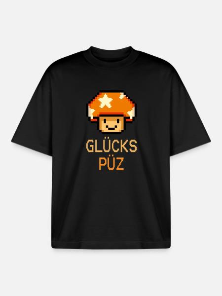 Glückspüz - Lucky Guy, Dialecte, Pixel - T-shirt unisexe boxy épais biologique Stanley/Stella - noir