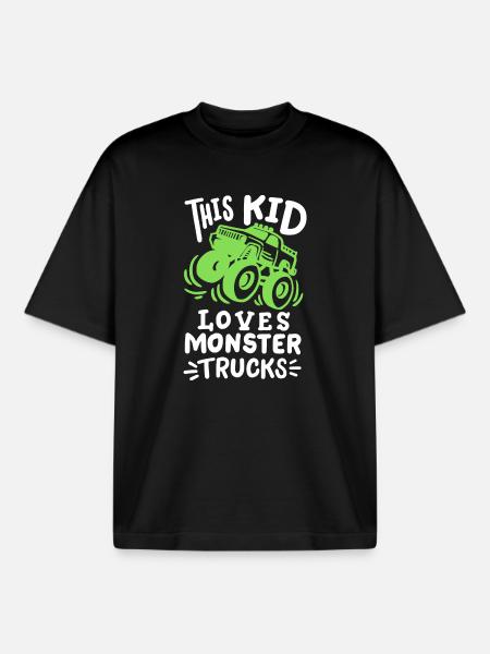 Monstertrucks für Kinder - Boxy Heavyweight Unisex Organic T-Shirt von Stanley/Stella - Schwarz