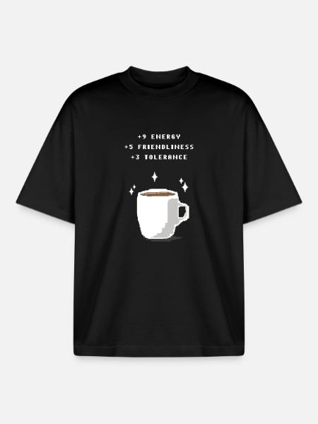 Coffee boost - Boxy Heavyweight Unisex Organic T-Shirt by Stanley/Stella - black
