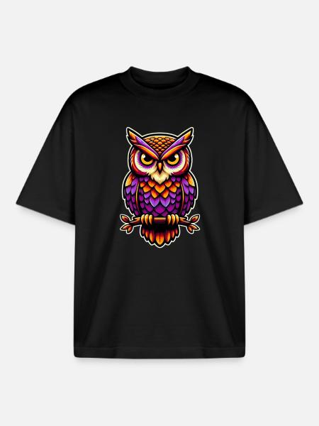 Owl - Boxy Heavyweight Unisex Organic T-Shirt by Stanley/Stella - black