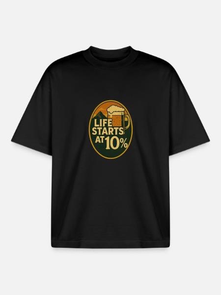 Das Leben beginnt bei 10% - Boxy Heavyweight Unisex Organic T-Shirt von Stanley/Stella - Schwarz