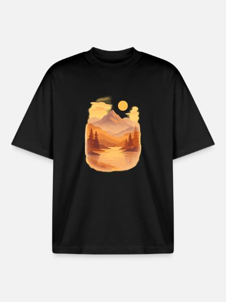 Mountain glow - Boxy Heavyweight Unisex Organic T-Shirt by Stanley/Stella - black