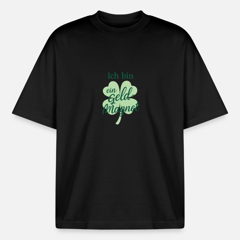 Ich bin ein Geld-Magnet 🍀 Affirmation - Boxy Heavyweight Unisex Organic T-Shirt von Stanley/Stella - Schwarz