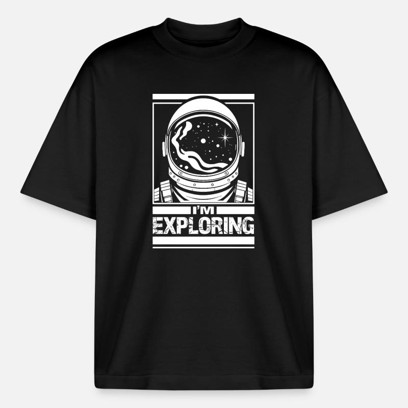 J’explore - T-shirt unisexe boxy épais biologique Stanley/Stella - noir