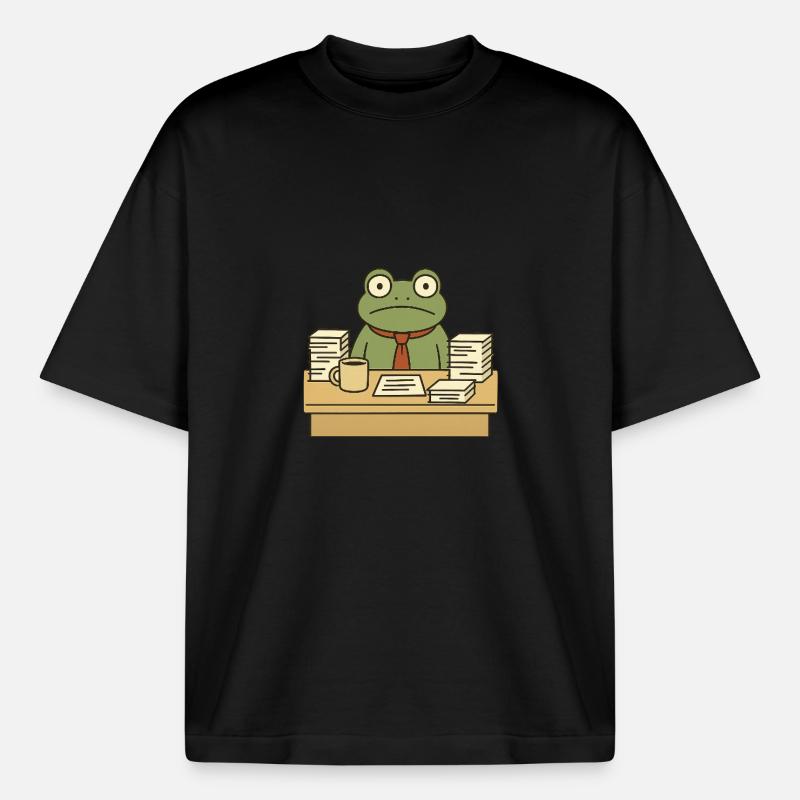 Grenouille d’affaires - T-shirt unisexe boxy épais biologique Stanley/Stella - noir