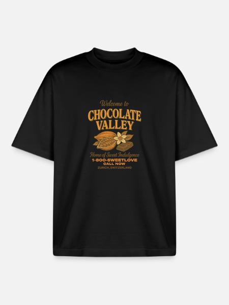 Chocolate Valley - Boxy Heavyweight Unisex Organic T-Shirt by Stanley/Stella - black