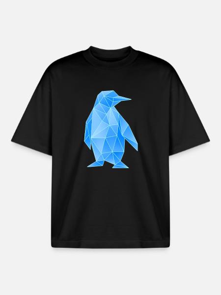 Diamond Penguin Geometric Design - Boxy Heavyweight Unisex Organic T-Shirt by Stanley/Stella - black
