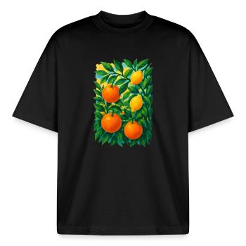 Der Traum von Zitrushainen - Boxy Heavyweight Unisex Organic T-Shirt von Stanley/Stella - Schwarz - Vorne - AI Model Male 185 light (185cm) & AI Model Female 172 dark (172cm)