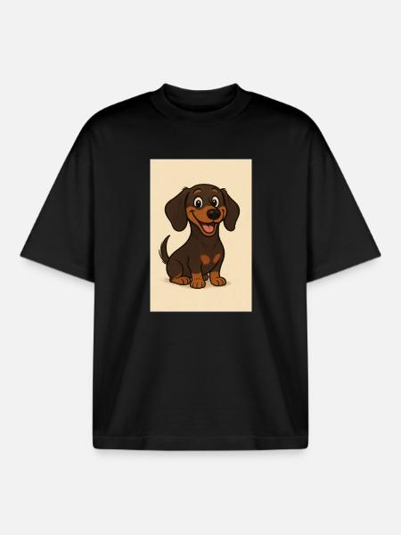 Glücklicher Dackel - Boxy Heavyweight Unisex Organic T-Shirt von Stanley/Stella - Schwarz