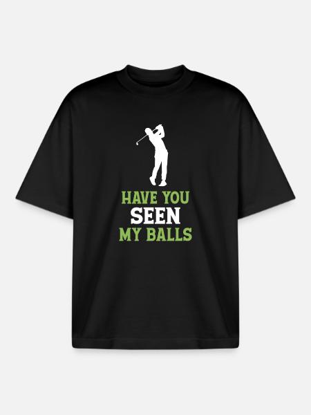 Golf - Avez-vous vu mes balles - T-shirt unisexe boxy épais biologique Stanley/Stella - noir