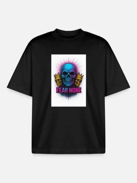 Bold Skull with Crowns Ink Design - Boxy Heavyweight Unisex Organic T-Shirt by Stanley/Stella - black