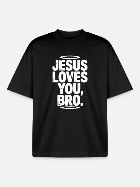 Jesus liebt dich, Bruder - Boxy Heavyweight Unisex Organic T-Shirt von Stanley/Stella - Schwarz