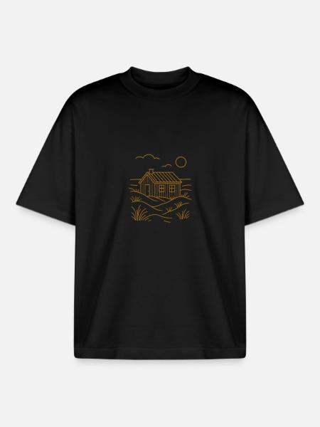 Ferienhaus - Boxy Heavyweight Unisex Organic T-Shirt von Stanley/Stella - Schwarz