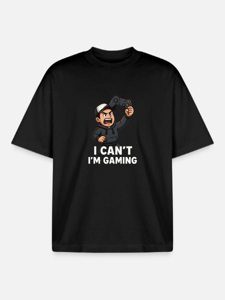 I Cant m Gaming - Boxy Heavyweight Unisex Organic T-Shirt by Stanley/Stella - black