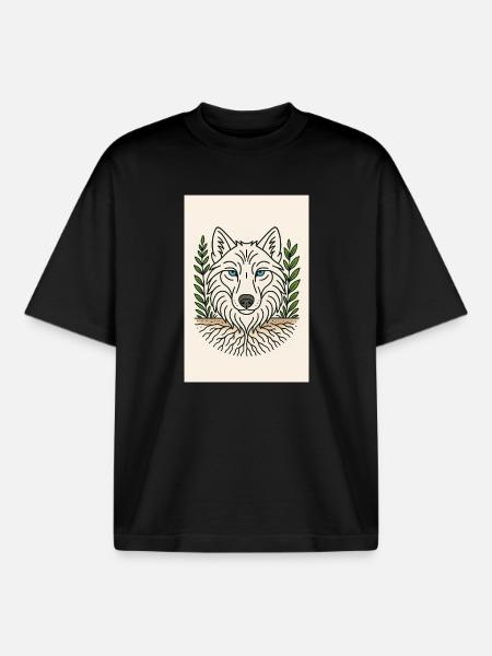 Wolfish Nature Spirit - Boxy Heavyweight Unisex Organic T-Shirt by Stanley/Stella - black