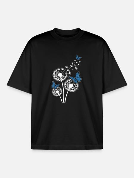 schmetterlinge & löwenzahn - Boxy Heavyweight Unisex Organic T-Shirt von Stanley/Stella - Schwarz